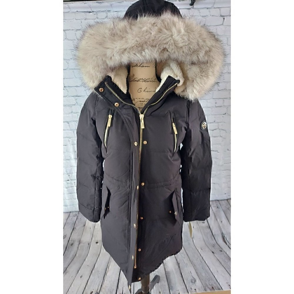Michael Kors Black Parka with Detachable Faux Fur Lined Hood/NWT, XS - Picture 4 of 11
